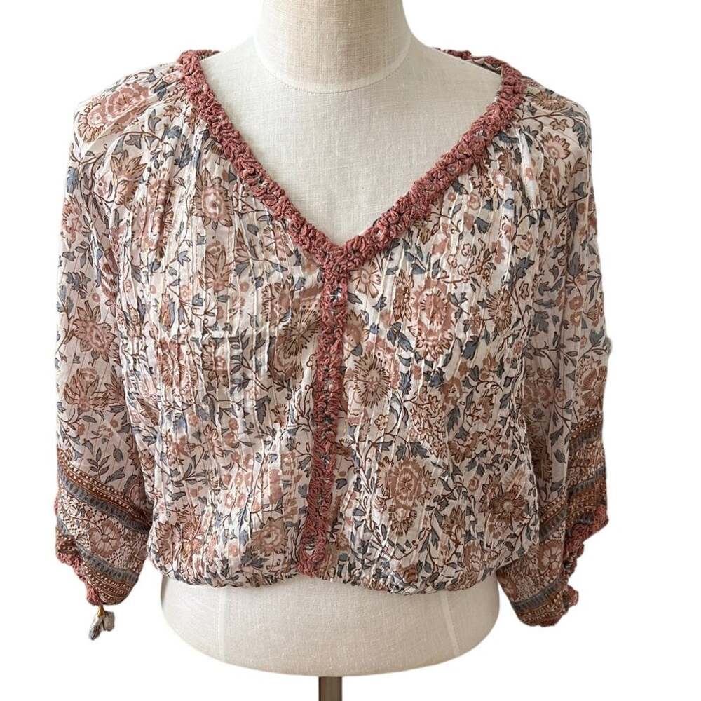 Revolve Calypso St Barth Poupette Ariel floral peasant top dusty pink
